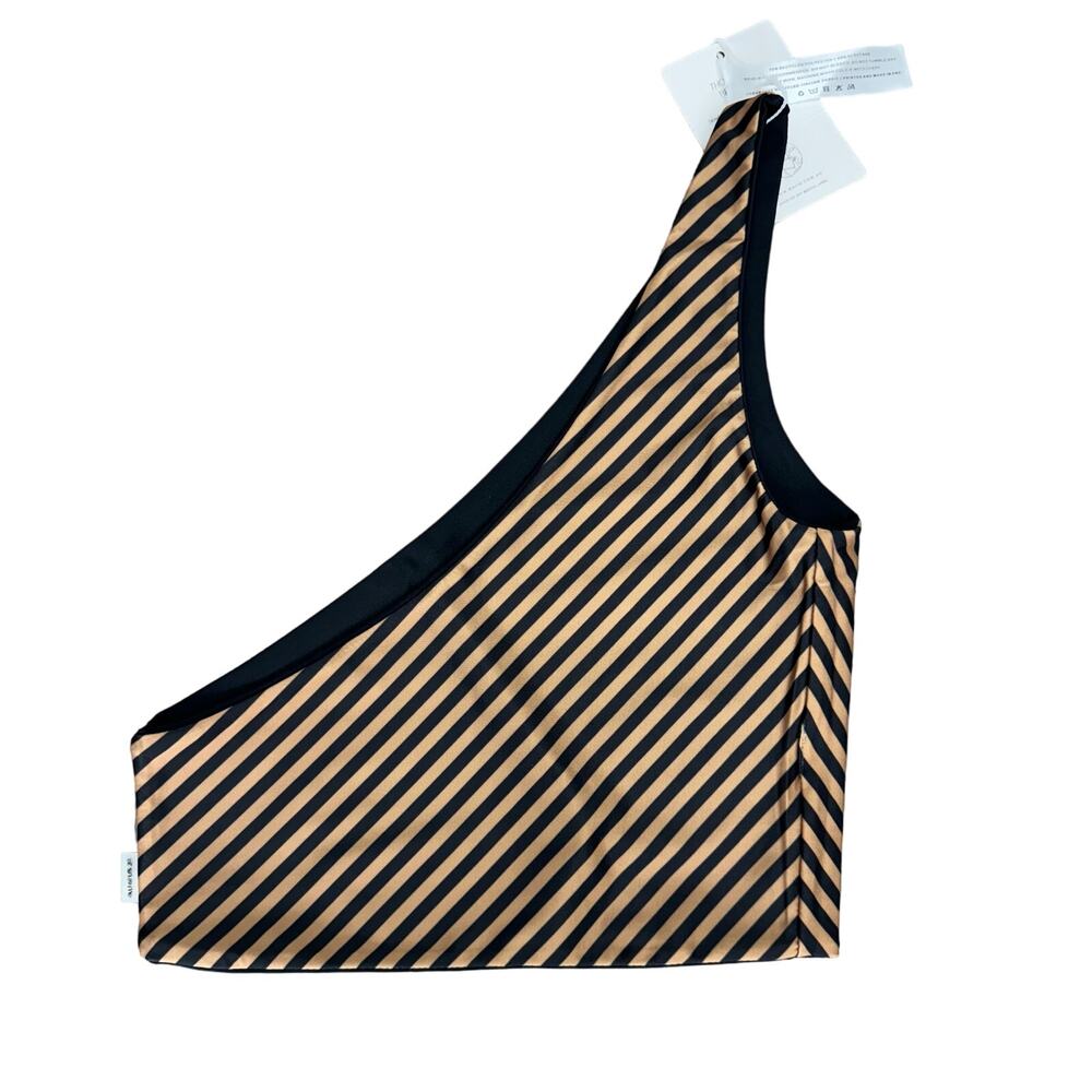Baiia Valencia Swimsuit Women's 2 Reversible Striped One Shoulder Bikini Top New